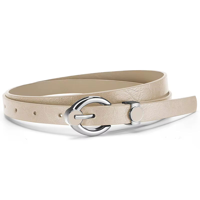 Ceinture pour femme tendance de style coréen avec boucle argentée – Ceinture minimaliste polyvalente