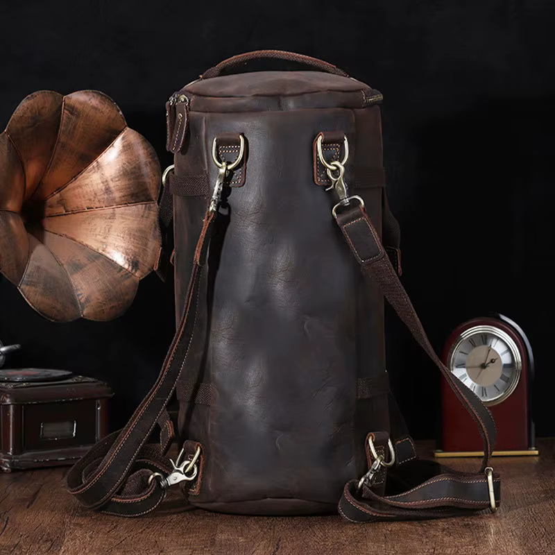 Luufan Design Unique sac à dos en cuir pour hommes Vintage Crazy Horse cuir seau sac à dos grand hom