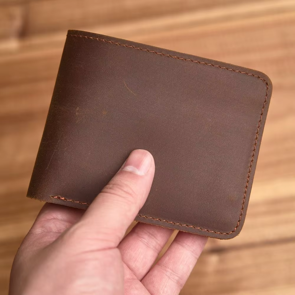 Portefeuille court ZRCX avec poche à monnaie, en cuir véritable