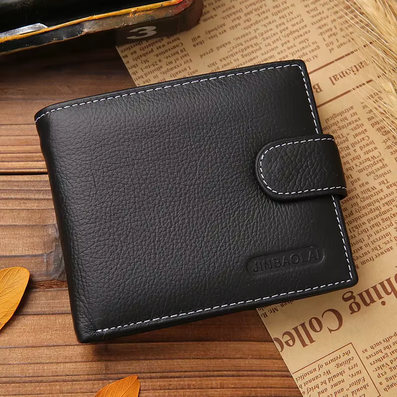 Portefeuille pour hommes en cuir véritable portefeuille court moraillon sac à main 2025 luxe mâle pi