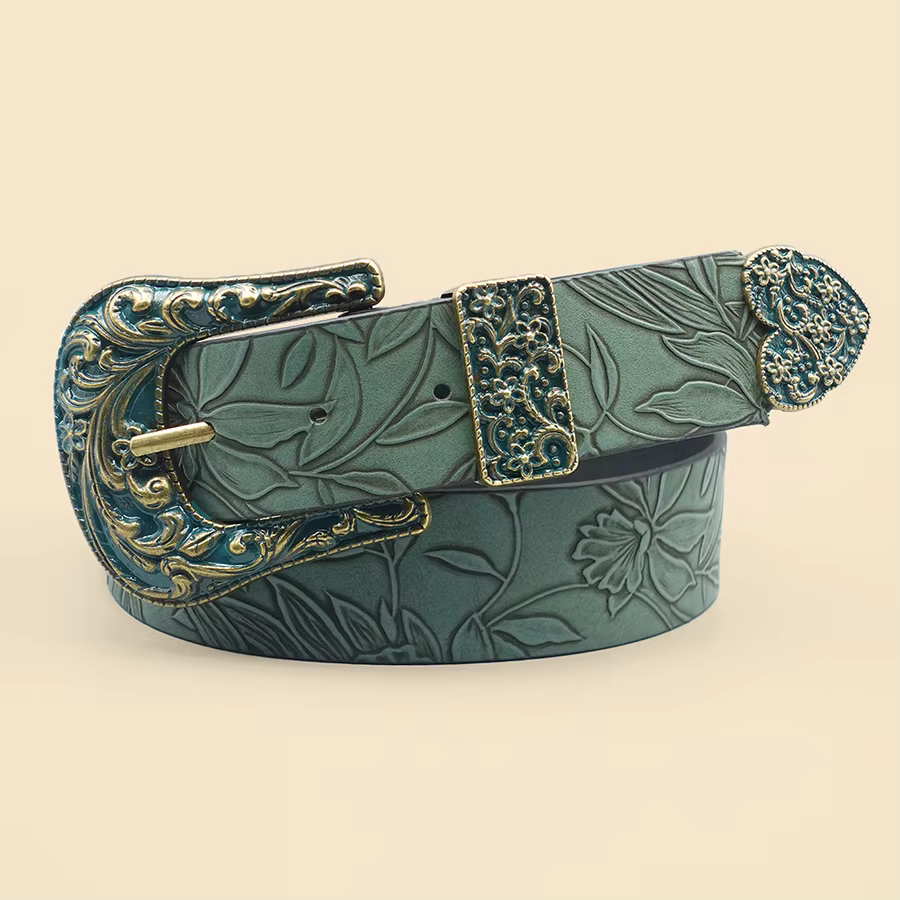 Ceinture sculptée avec impression de cuir chevelu pour femme, ceinture décontractée, polyvalent pour
