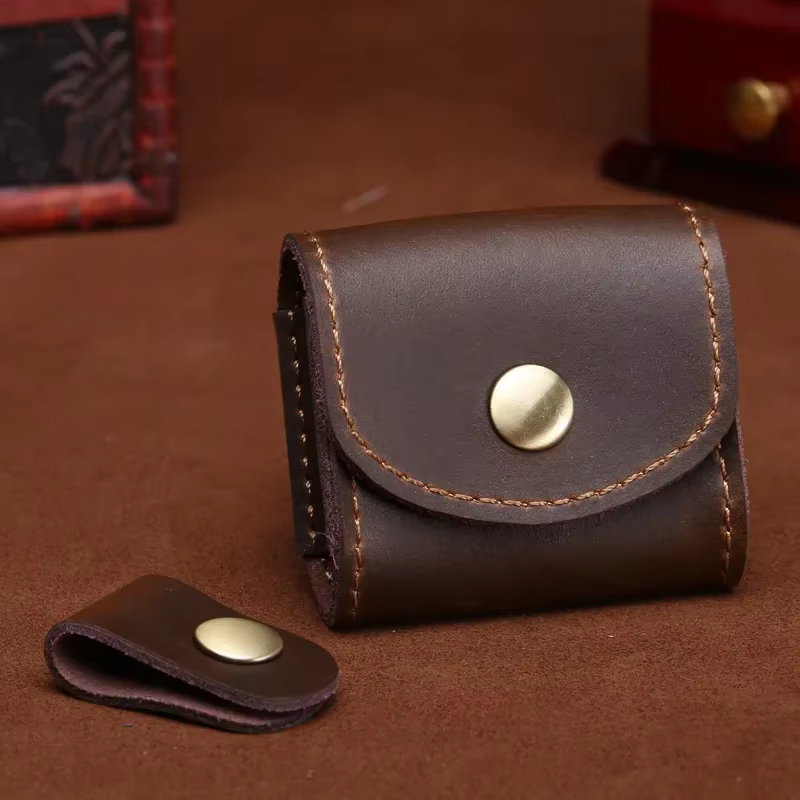 Porte-monnaie vintage en cuir véritable pour femme, portefeuille multifonctionnel, petit sac à monna