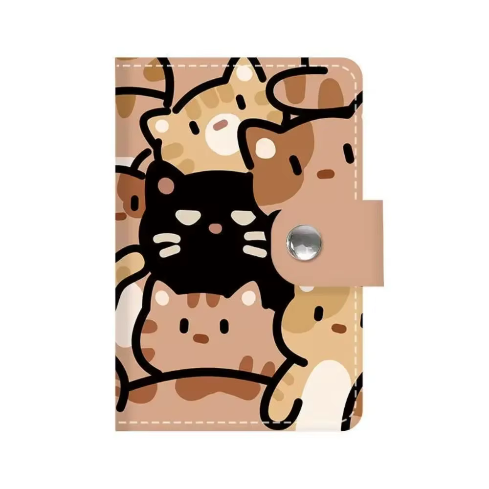 Porte-cartes imprimé chat mignon pour femme, mini portefeuille de grande capacité, porte-cartes mult