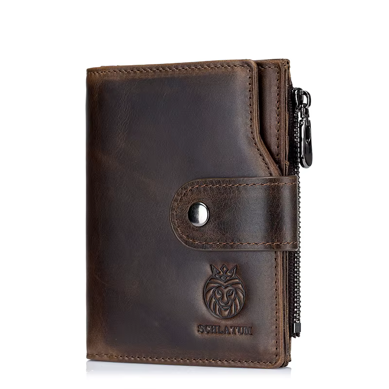 SCHLATUM en cuir véritable hommes portefeuille d'affaires RFID hommes porte-carte d'identité porte-m