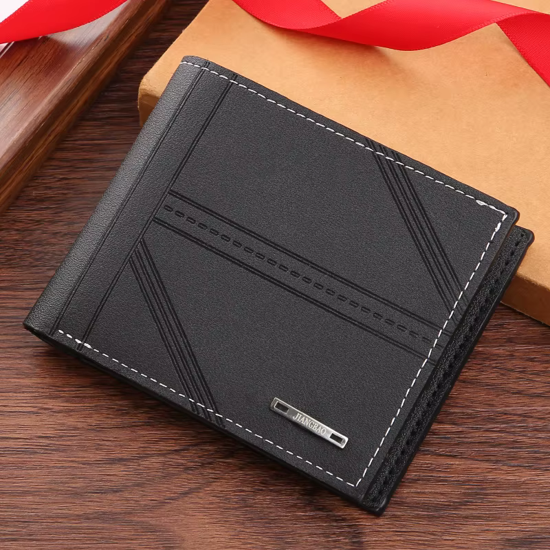 Portefeuille court en cuir souple pour hommes, portefeuille multi-cartes, grande capacité, mode amér