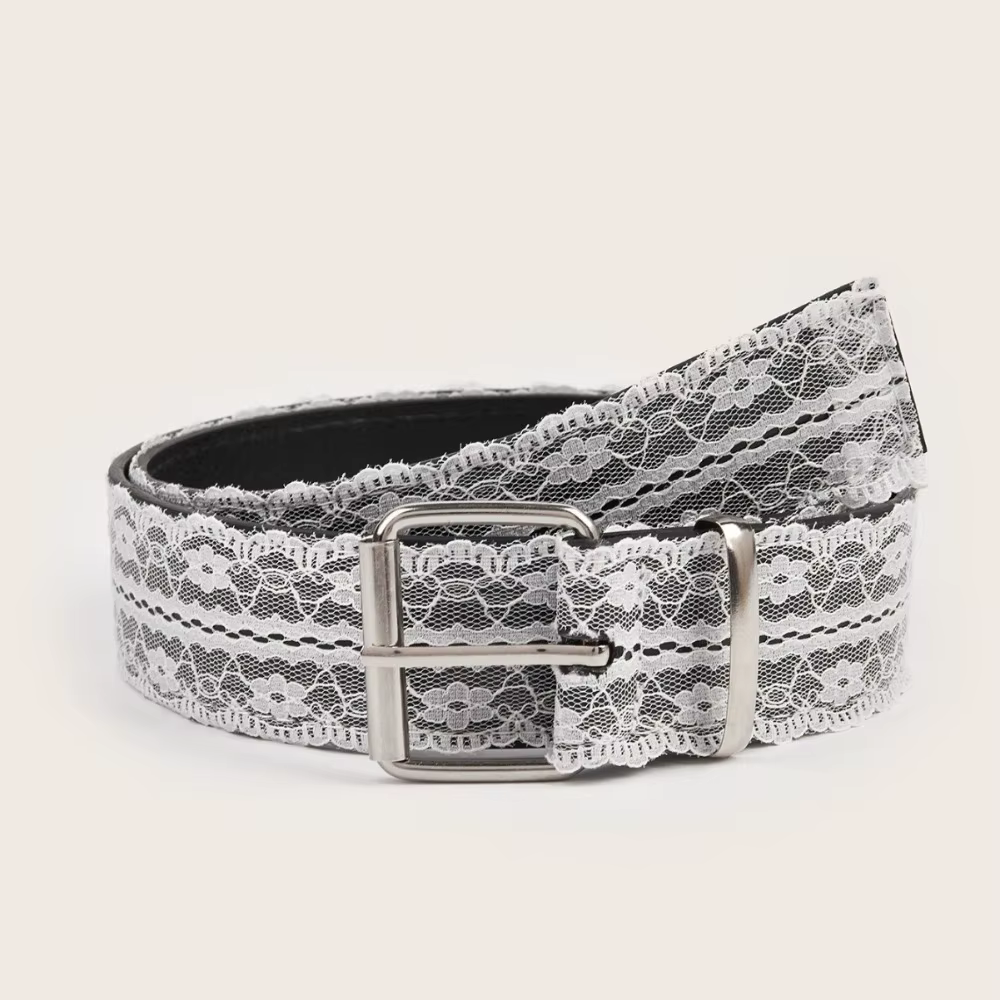 Belle ceinture de taille en dentelle en cuir blanc à fleurs, sangle de taille décontractée, accessoi