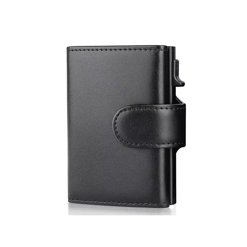Portefeuille à trois volets en cuir microcarence Rfid pour hommes, porte-cartes, sacs d'argent, poch