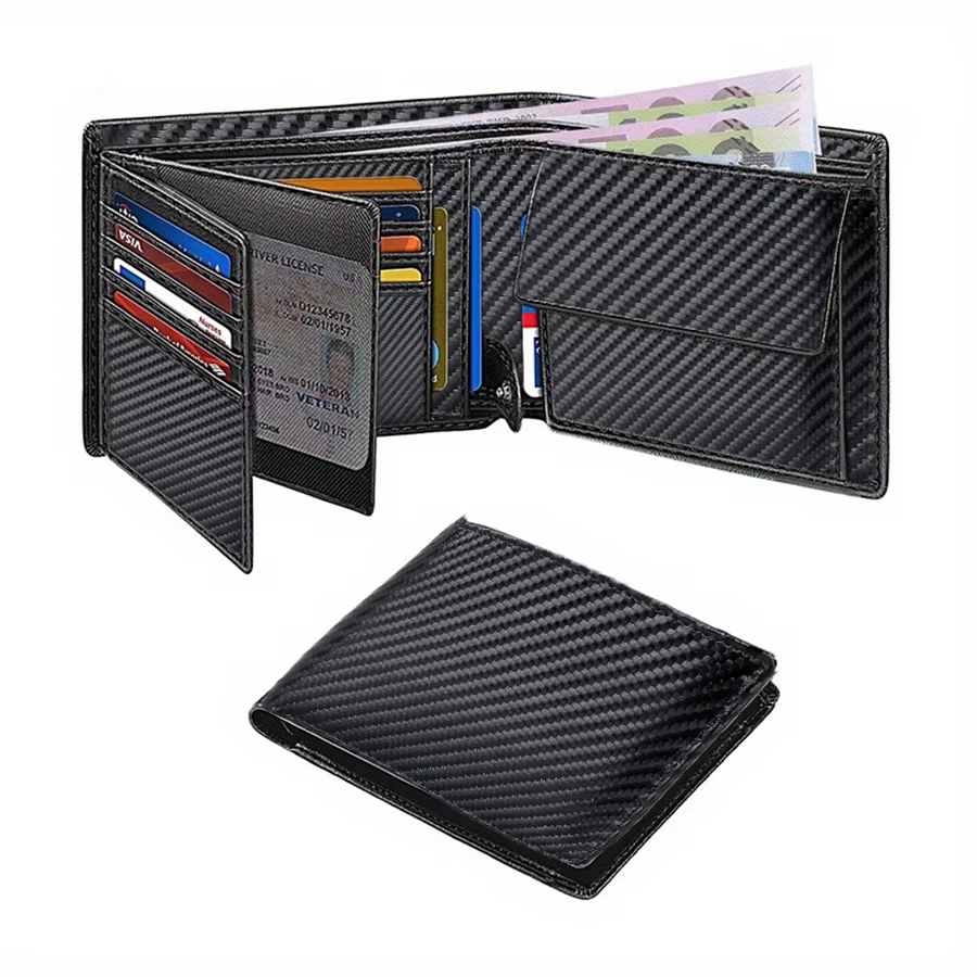 Portefeuille multifonctionnel ultra-fin avec blocage RFID pour hommes, avec 15 porte-cartes de crédi