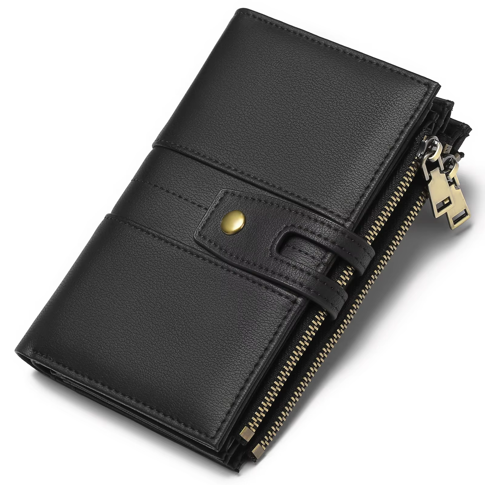Zency-Portefeuille long en cuir véritable unisexe, pochette en cuir de vachette, plusieurs fentes po