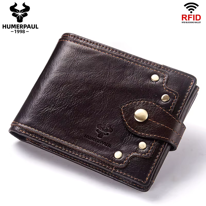 HUMERPAUL-Portefeuille en Cuir group pour Homme, Porte-cartes de Crédit, avec Fenêtre d'Identificati