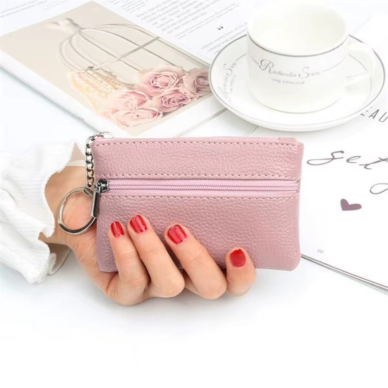 Porte-monnaie en cuir avec fermeture éclair pour hommes et enfants, petit sac, portefeuille, sacs d'