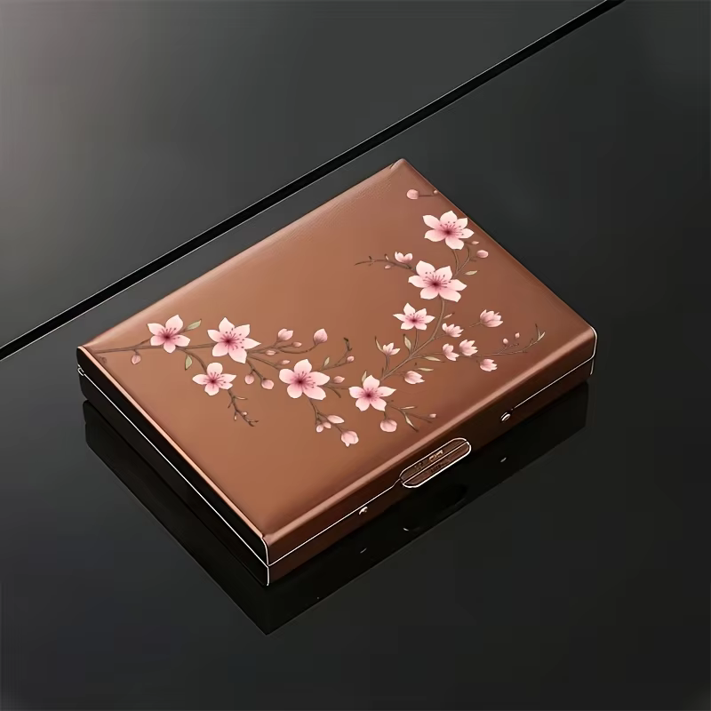 Porte-cartes en acier inoxydable à 6 cartes, avec motif de fleur de prunier, Design à la mode pour h
