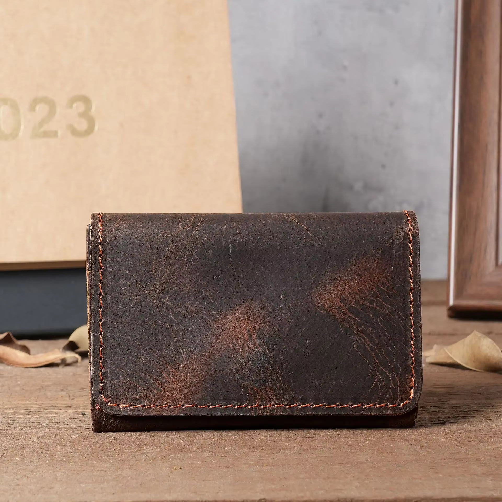 Porte-cartes vintage en cuir véritable pour hommes, petit portefeuille, sac d'argent, étui pour cart