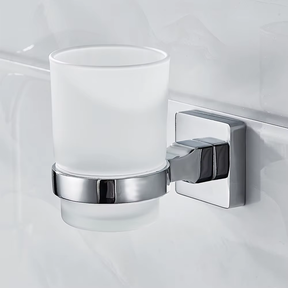 Salle de bain moderne mural porte-brosse à dents verre tasse gobelet cadre salle de bain rangement o