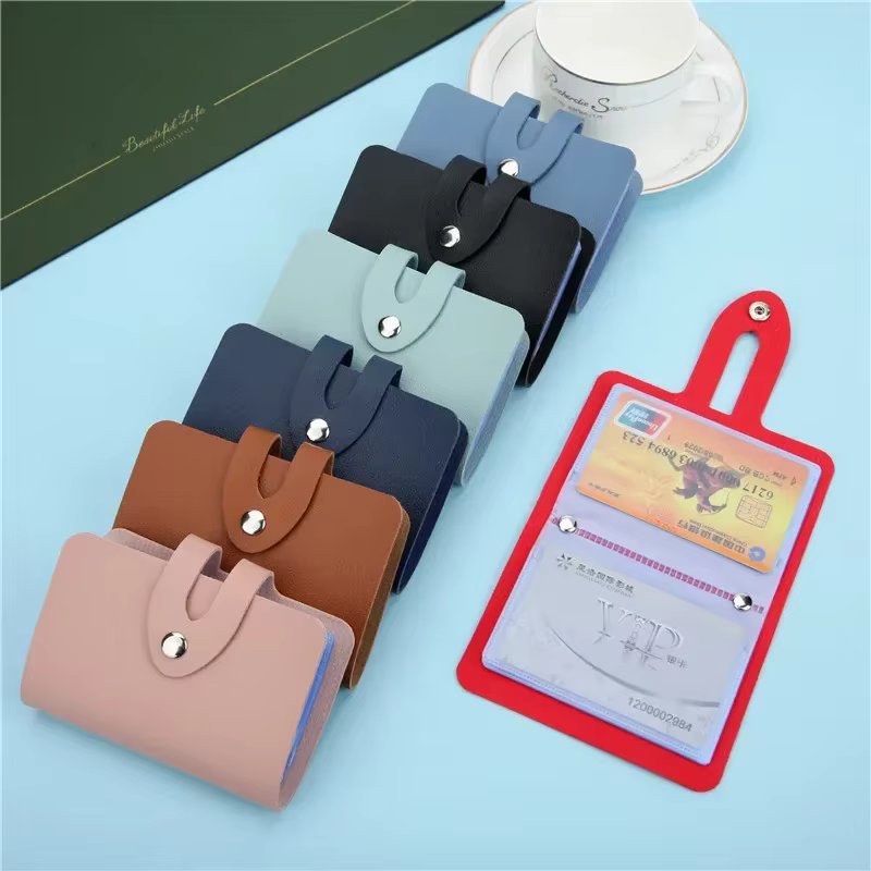 Porte-cartes de visite pour hommes et femmes, étui portefeuille, noir, rose, bleu, vert, rouge, marr