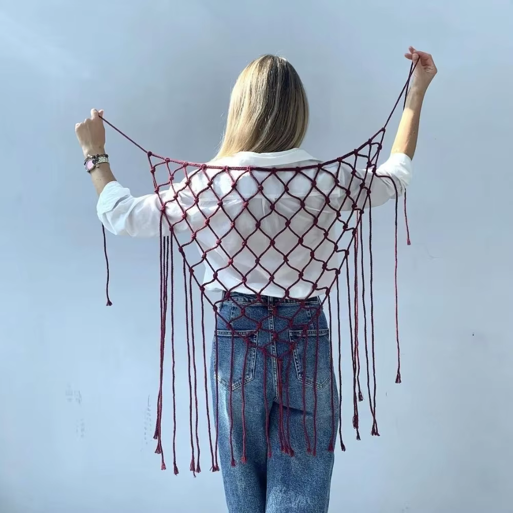 Ceinture en coton tissée à la main, couleur unie unique, style bohème, châle léger et chic, accessoi