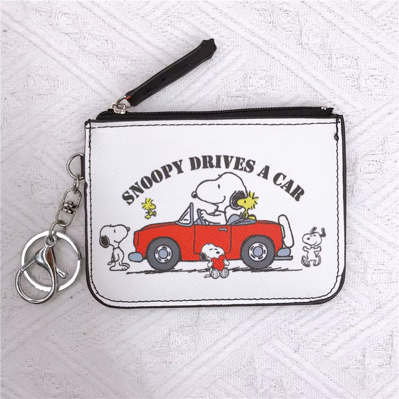 Snoopy porte-monnaie Charlie marron mignon portefeuille femmes loisirs Woodstock fermeture éclair po