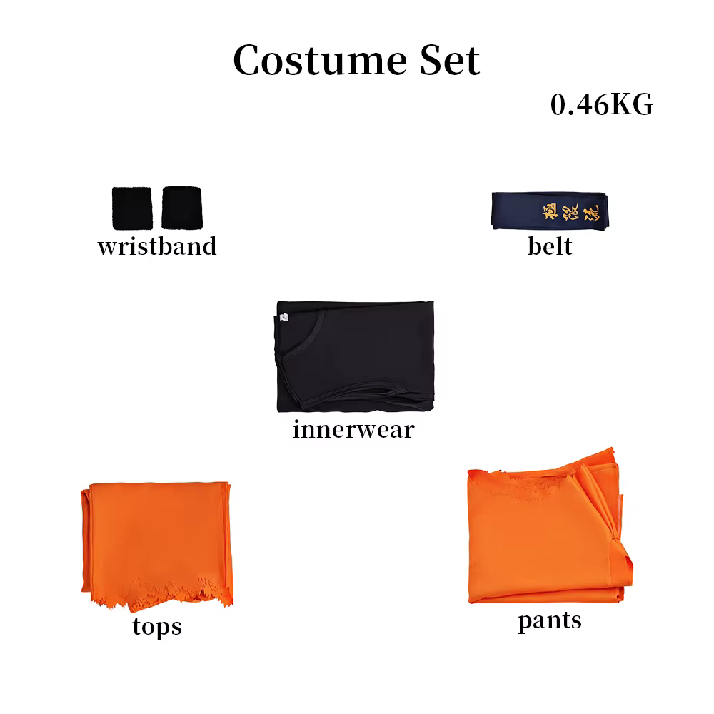 Déguisement Ryo Sakazaki Art of Fighting KOF Costume de Cosplay Kimono de Karaté Orange Uniforme d'A