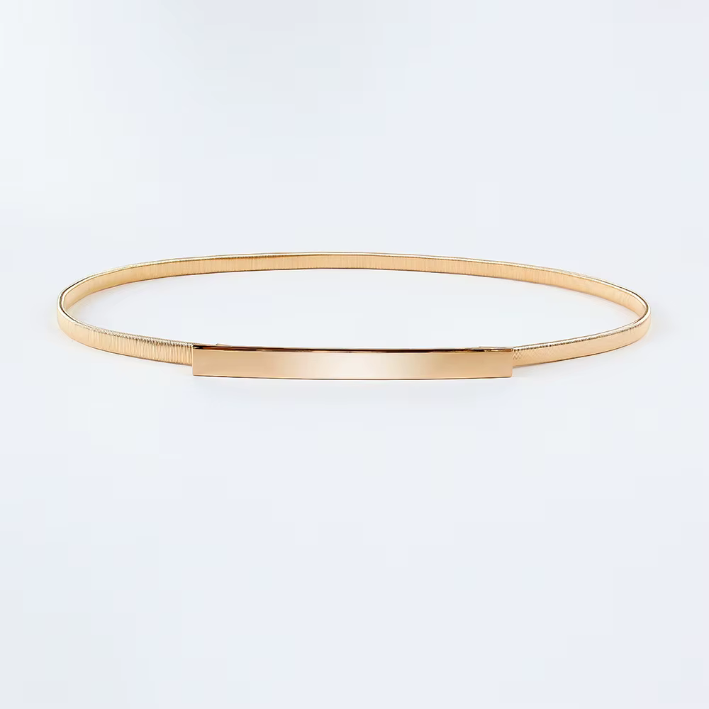 Ceinture en métal doré pour femme, ceinture élastique, accessoires vestisens, simple, mince, maigre,