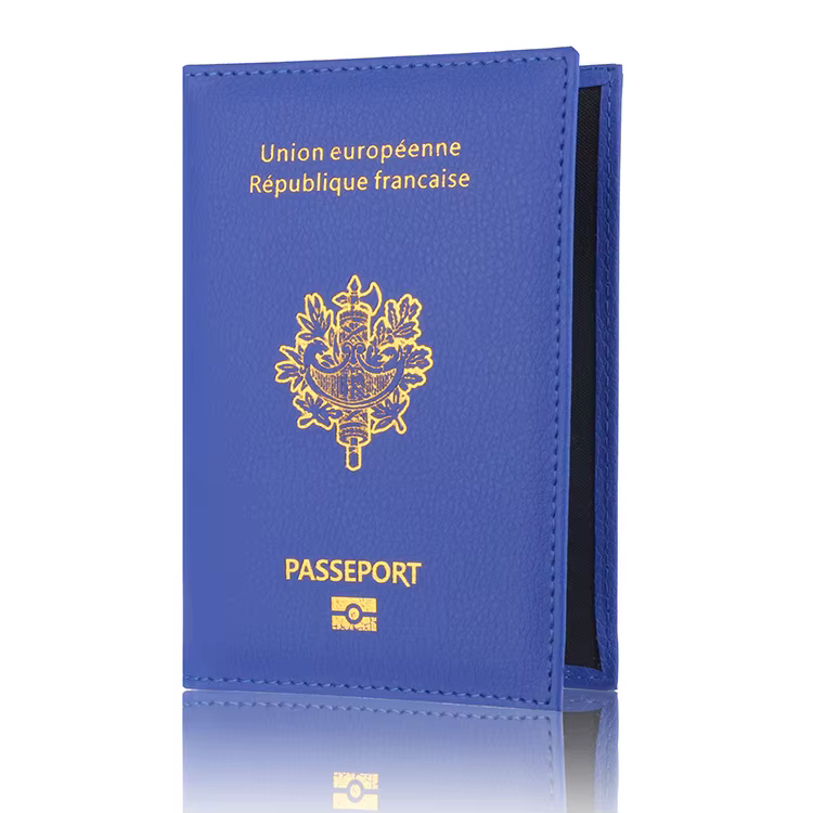 Couverture de passeport français en cuir PU, fentes pour cartes de crédit, Porte-Passeport Housse po