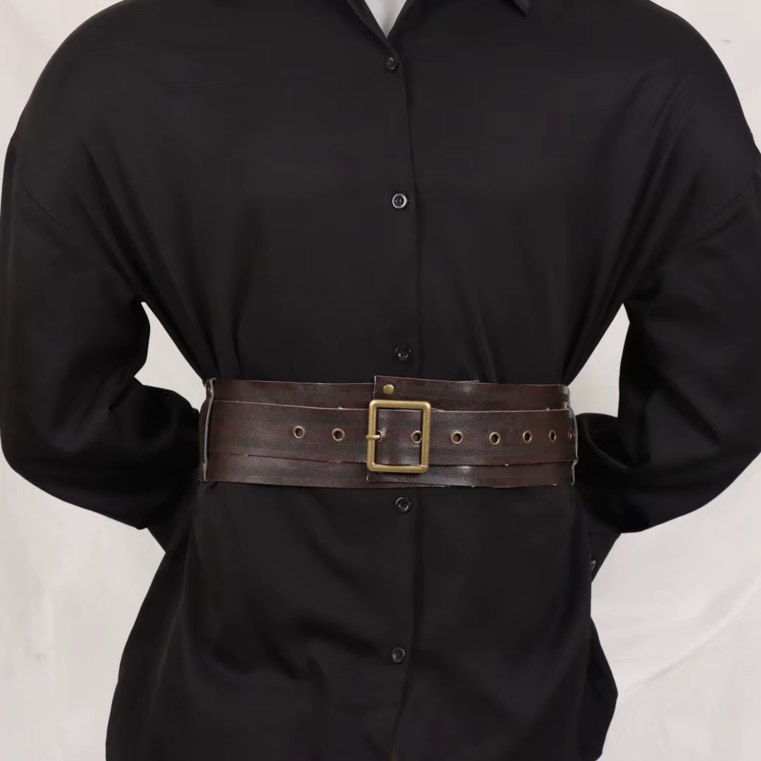 Ceinture large pour femme en cuir PU gothique, style corset sous-poitrine, couleur unie, réglable, a