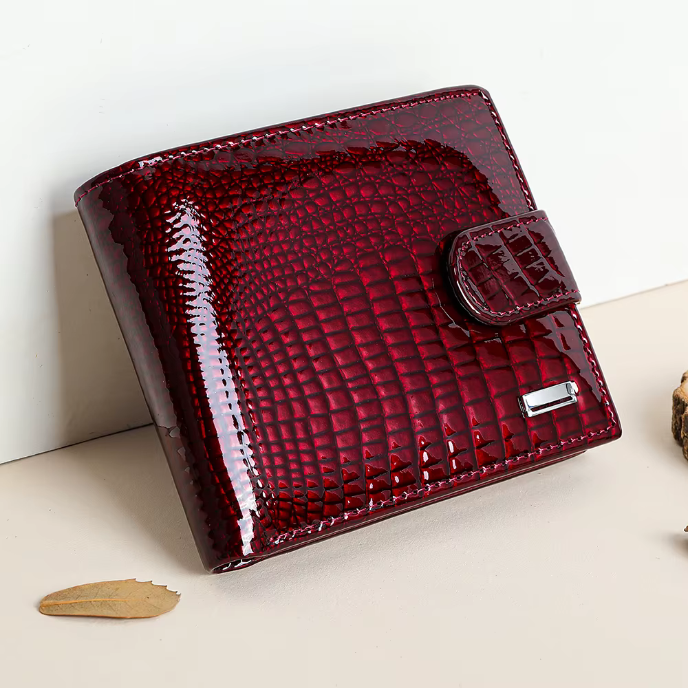 WESTAL portefeuille en cuir court mode grande capacité portefeuille en cuir verni multi-fonctionnel 