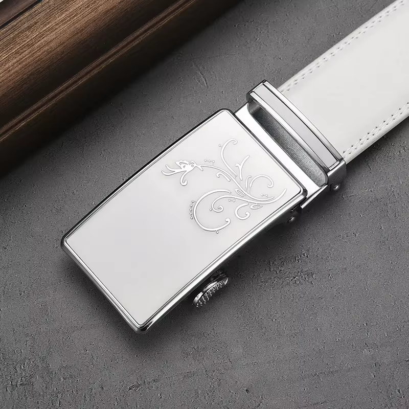 Ceinture en cuir de vachette automatique pour homme, ceinture double face, cuir véritable, chic, déc