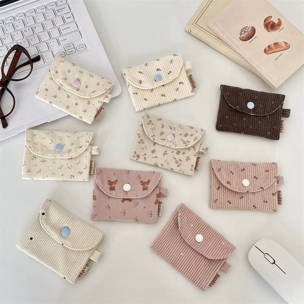 Porte-monnaie à fleurs mignon, Mini portefeuille, organisateur de cartes, petit sac carré en velours