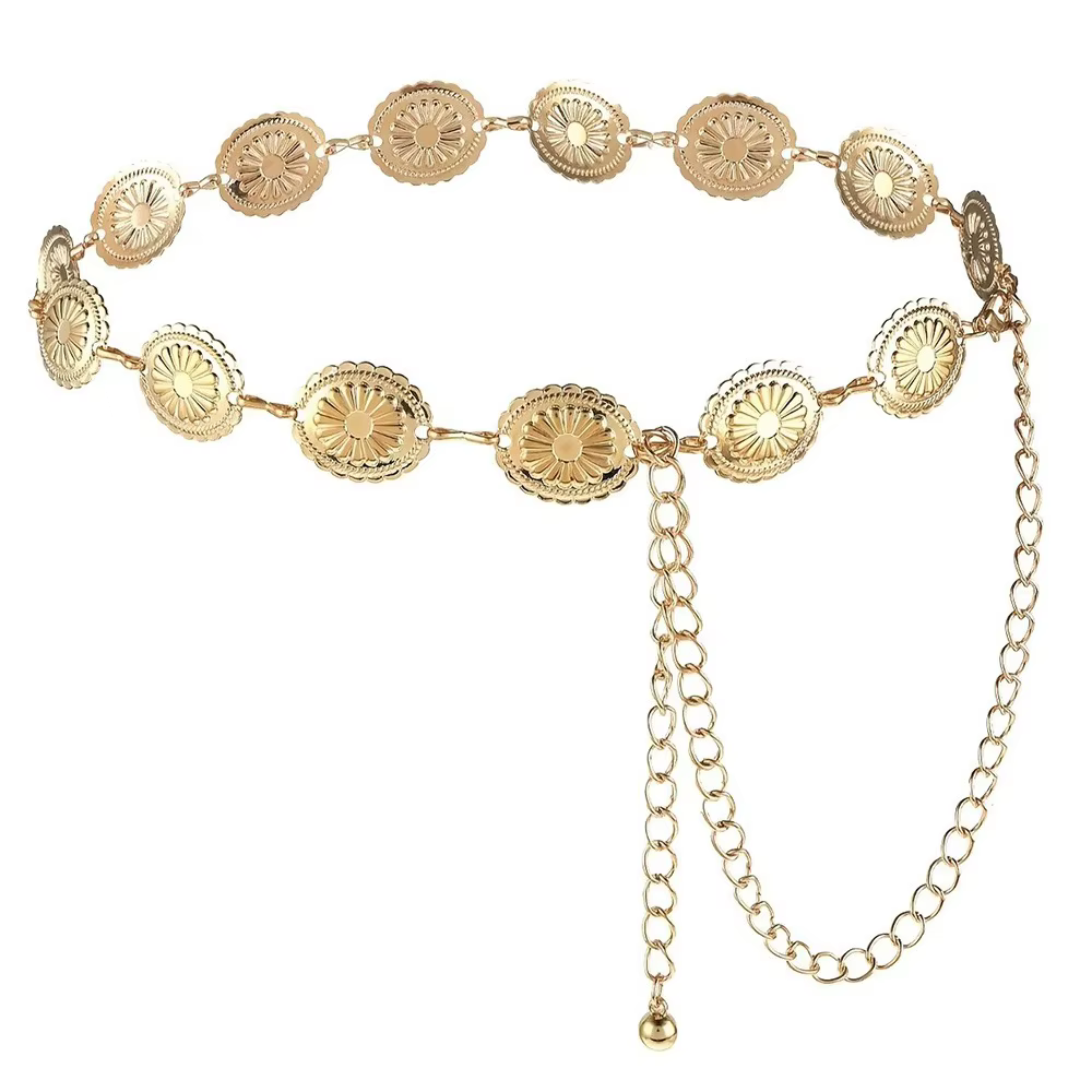 Chaîne de taille en métal doré et argenté, ceinture réglable, ceinture bohème
