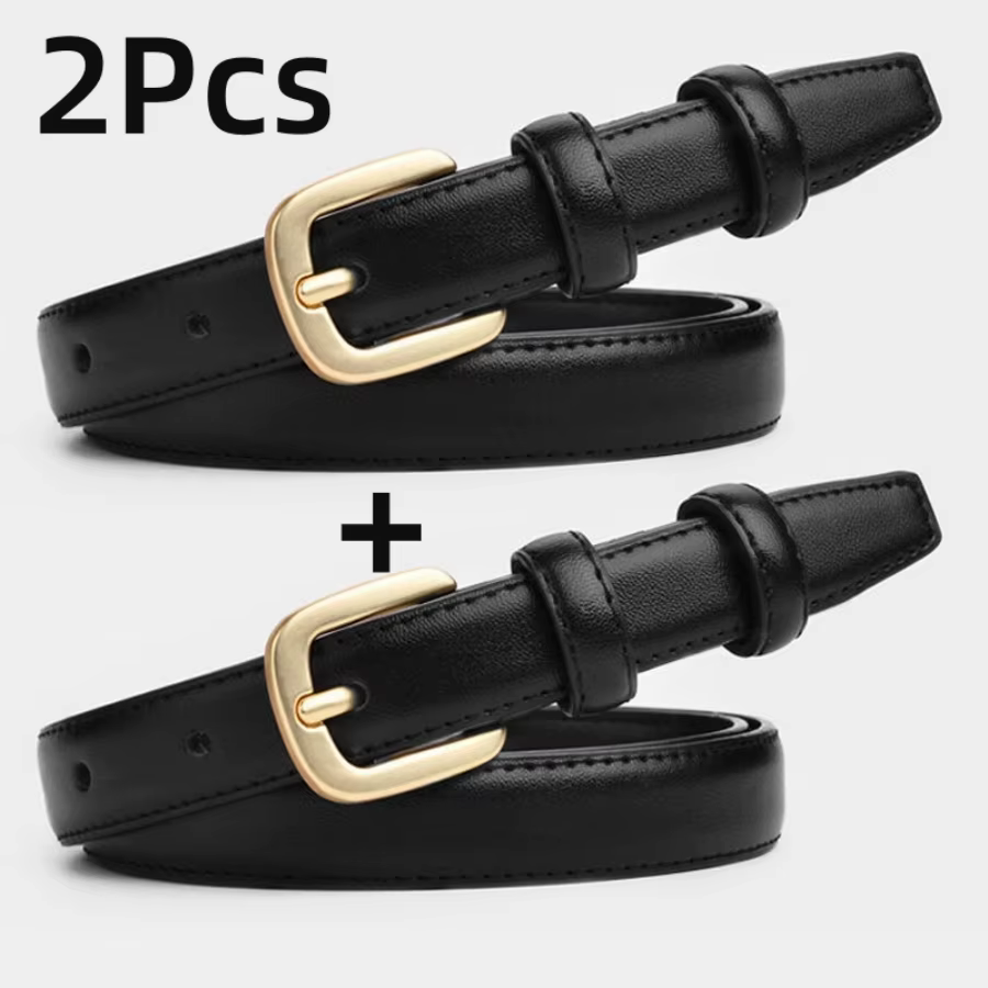 Lot de 2 ceintures décontractées et tendance, au design simple et haut de gamme, avec boucle à ardil