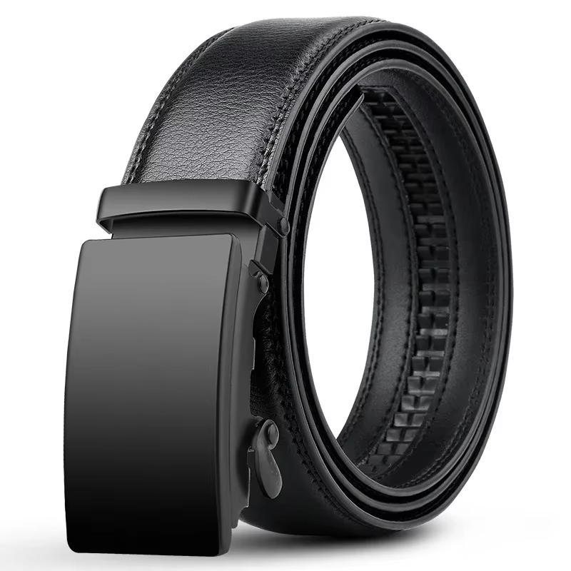 Ceinture automatique en cuir PU pour hommes, célèbre marque, affaires, sangles de taille, noir, jean