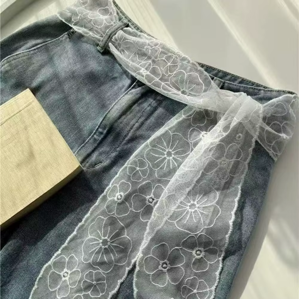 Ceinture en dentelle française pour femme, élégante, avec ruban à nouer, accessoire de mode pour jea