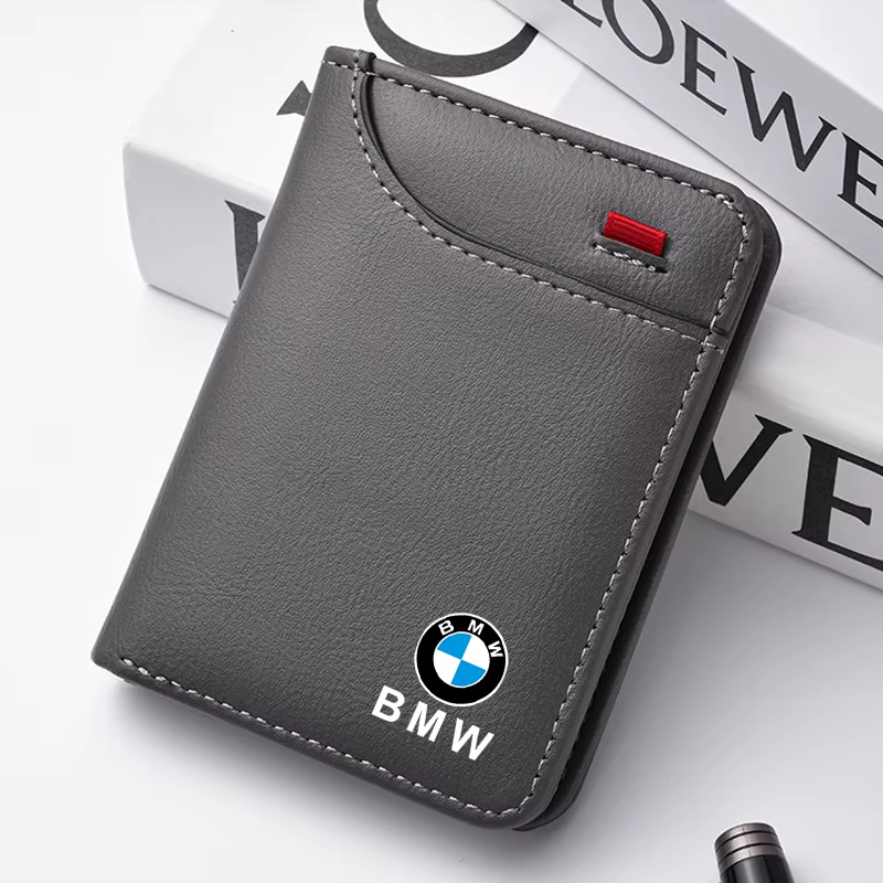 Portefeuille souple en cuir avec emblème de voiture, mini porte-cartes pour BMW Séries 2, 5, 6, 7, F