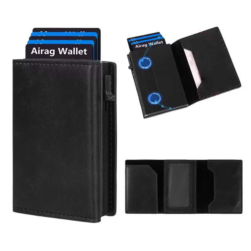 Étui portefeuille en PU Pop Up pour cartes, intelligent, blocage RFID, minimaliste, poche avant, cap