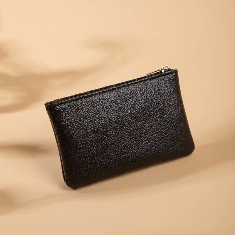 Porte-monnaie en cuir PU pour femmes, motif Litchi rétro, pochette à fermeture éclair, Mini porte-mo