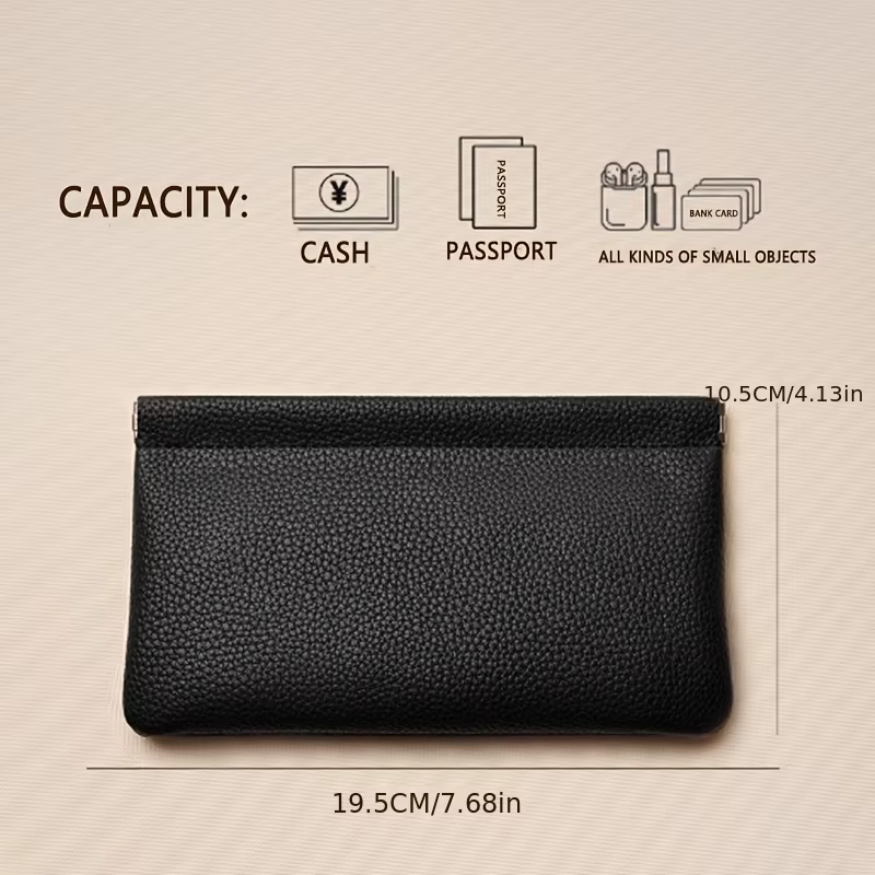 Portefeuille vintage à fermeture automatique, portefeuille long en cuir PU avec poche à monnaie et f