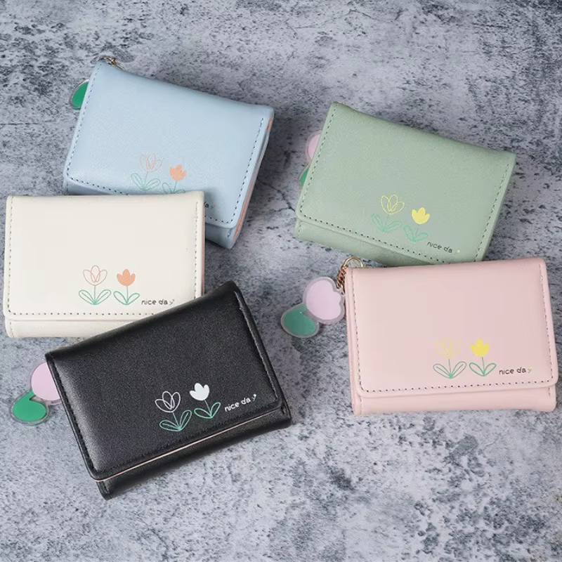 Nouveau petit portefeuille femmes en cuir court pliant portefeuille étudiant mignon Mini mode morail