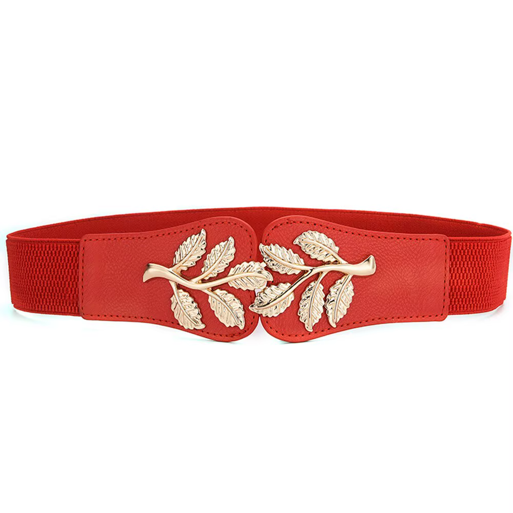 Couverture de taille pour femmes, fermeture de taille élastique en feuille d'or à la mode avec boucl