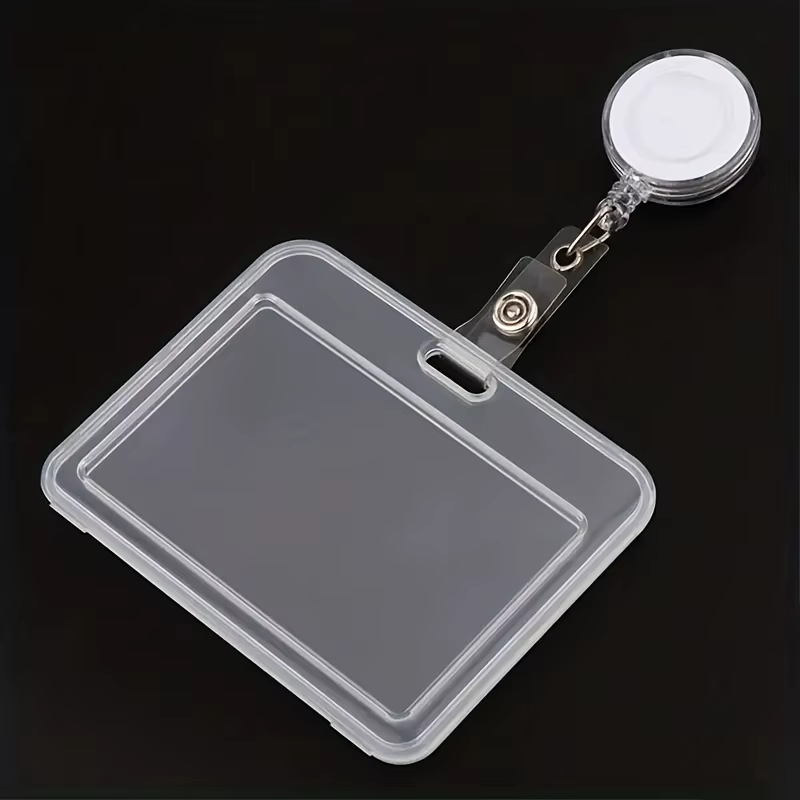 Porte-carte horizontal transparent durable avec boucle facile à tirer, adapté aux cartes d'identité 