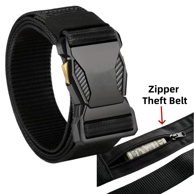 Ceinture pour homme avec fermeture éclair, ceinture de voyage antivol, ceinture cachée portable pour