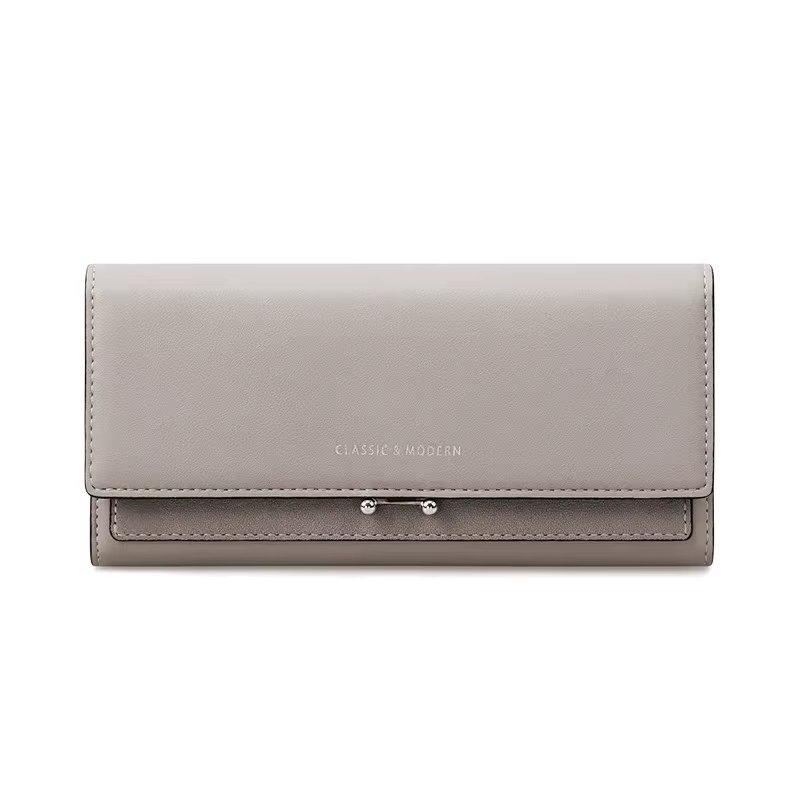 Portefeuille long en cuir PU pour femme, pochette enveloppe classique tendance, grande capacité, por