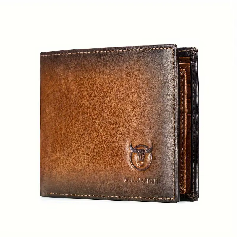 Portefeuille en cuir véritable pour homme, pochette en cuir de vachette première couche, porte-carte
