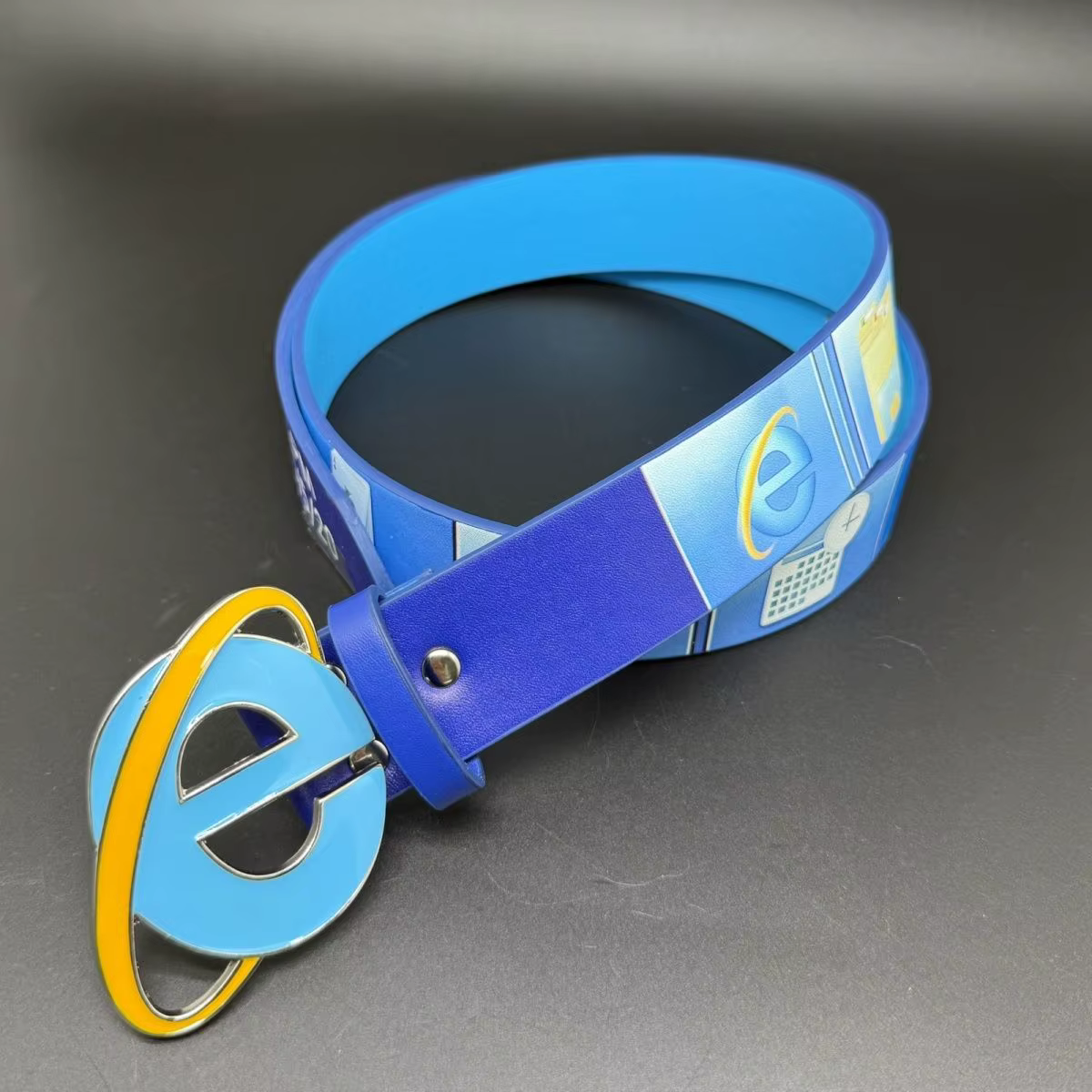Ceinture vintage Y2K Internet Explorer Meme, ceinture de style technologique de 110 cm, boucle en al
