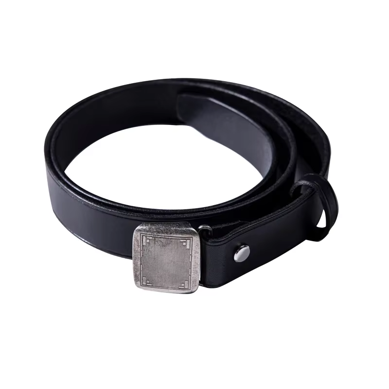 Ceinture Coulissante en Cuir group, Tornado Rouge avec Structure en Laiton Vintage pour Pantalon Déc