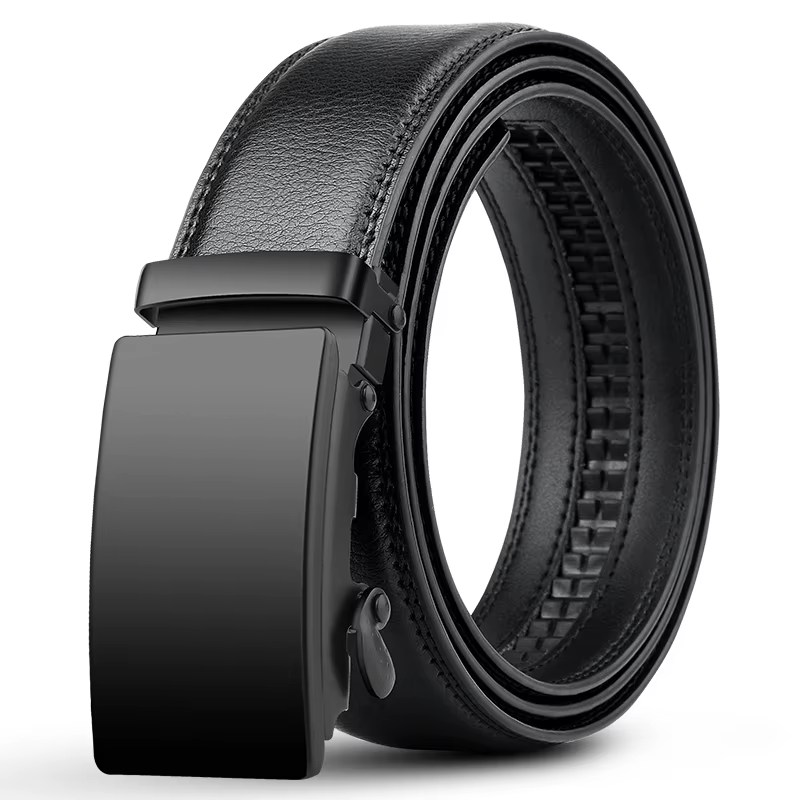 Ceinture d'affaires noire pour hommes – Sangle de taille en cuir PU de luxe, boucle automatique, mar
