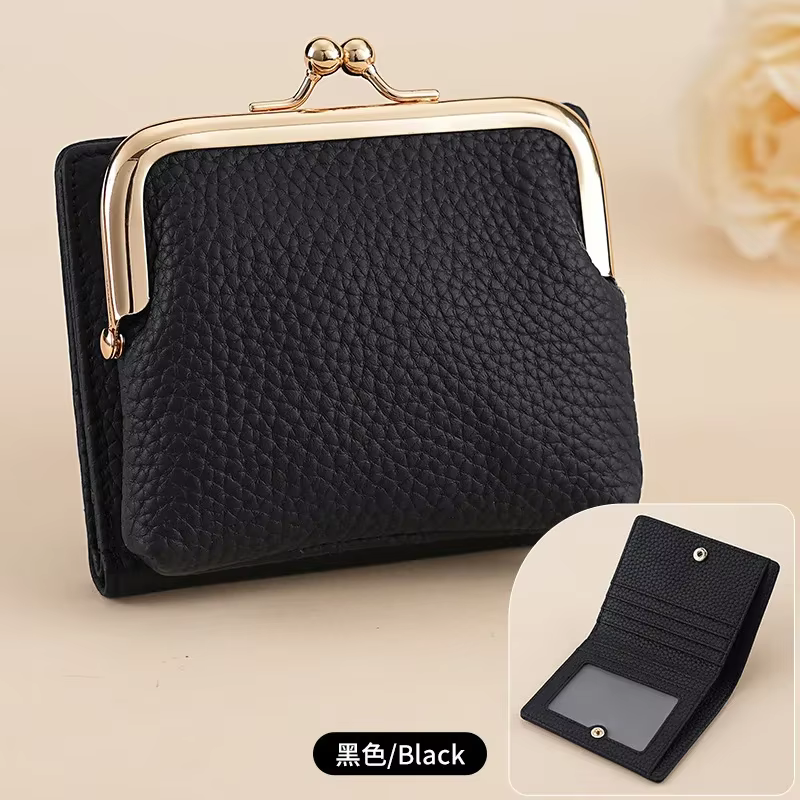 Portefeuille en cuir véritable pour femme, blocage RFID, petits portefeuilles à deux volets, serrure