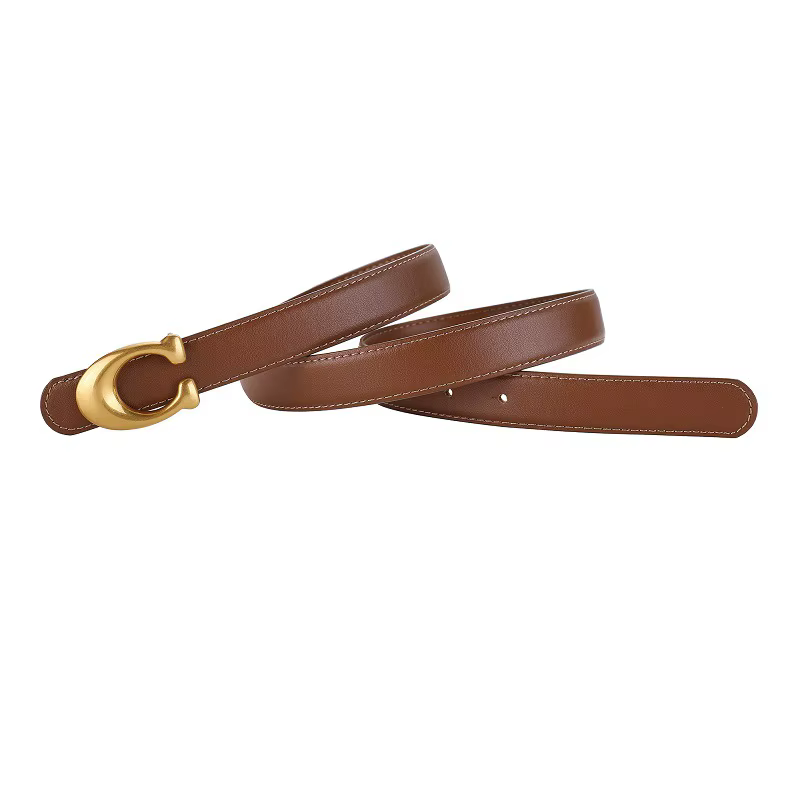 Ceinture ultra-fine de 2,3 cm avec boucle dorée alphabet, pour toutes les occasions, ceinture de cré