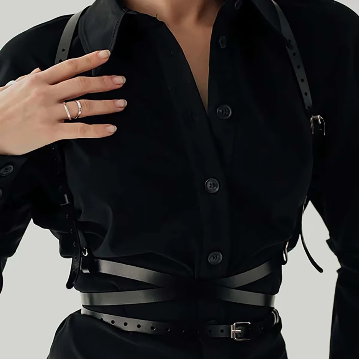 Ceinture en cuir pour femme, ceinture en cuir gothique, accessoires vestimentaires, harnais pour fem