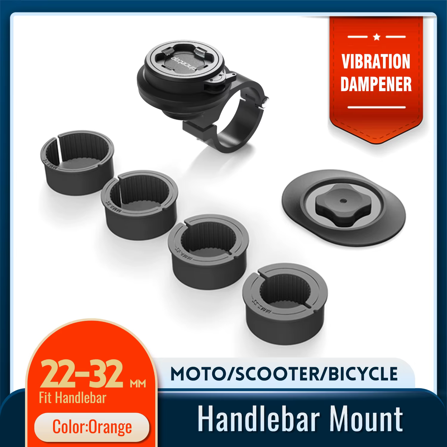 Support de téléphone pour moto avec amortisseur de vibrations, pour guidon de course/VTT, moteur de