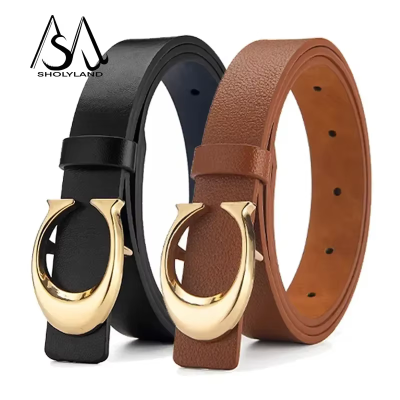 Ceinture fine en cuir multicolore pour femmes, en alliage de lune, bouton de lune, polyvalente, déco